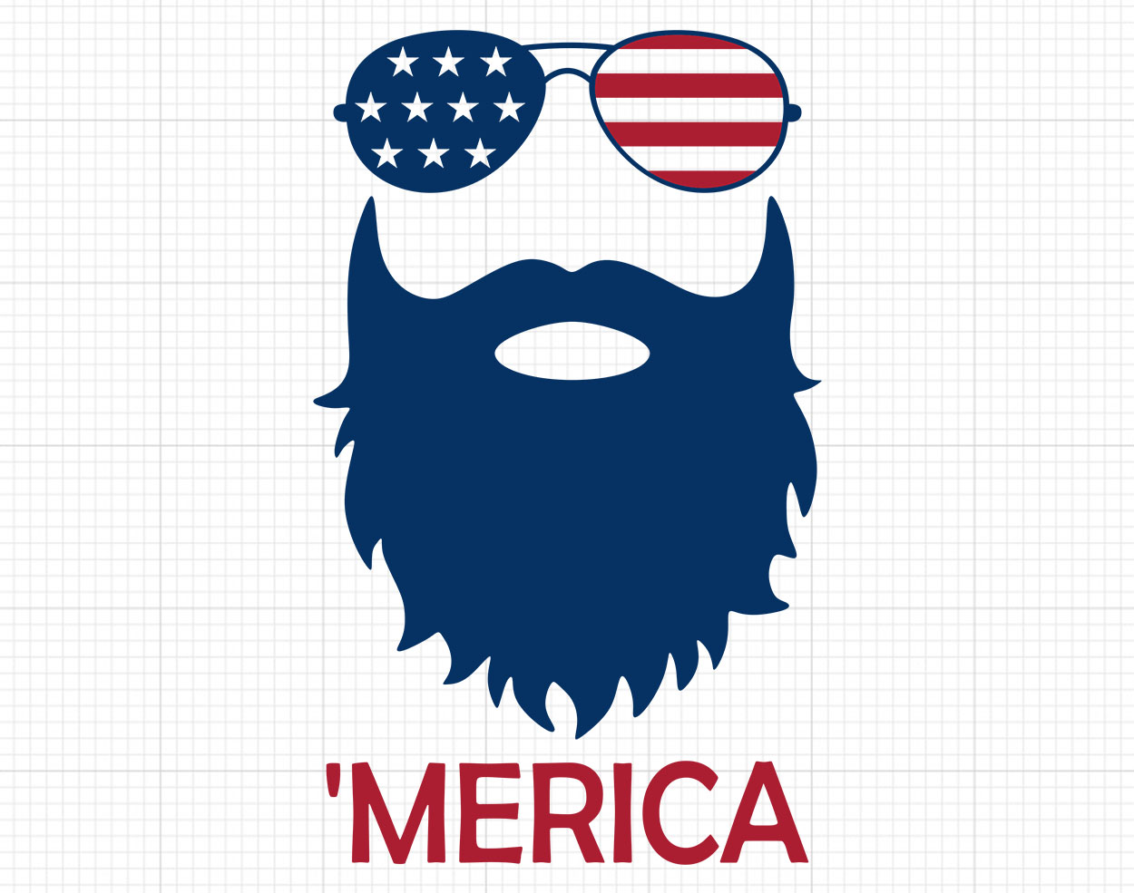 Merica Beard Fourth of July Svg