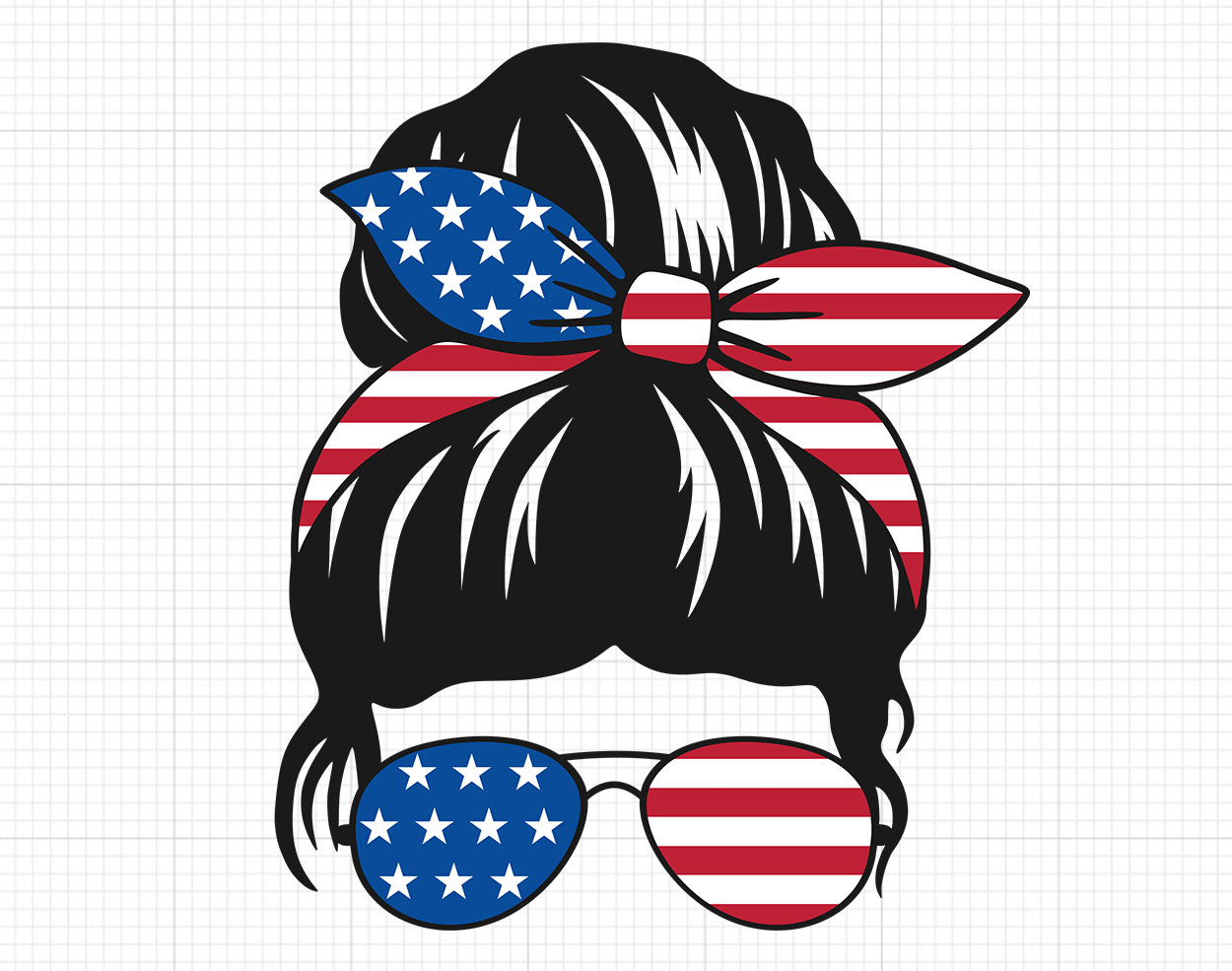 Patriotic Messy Bun Momlife Svg