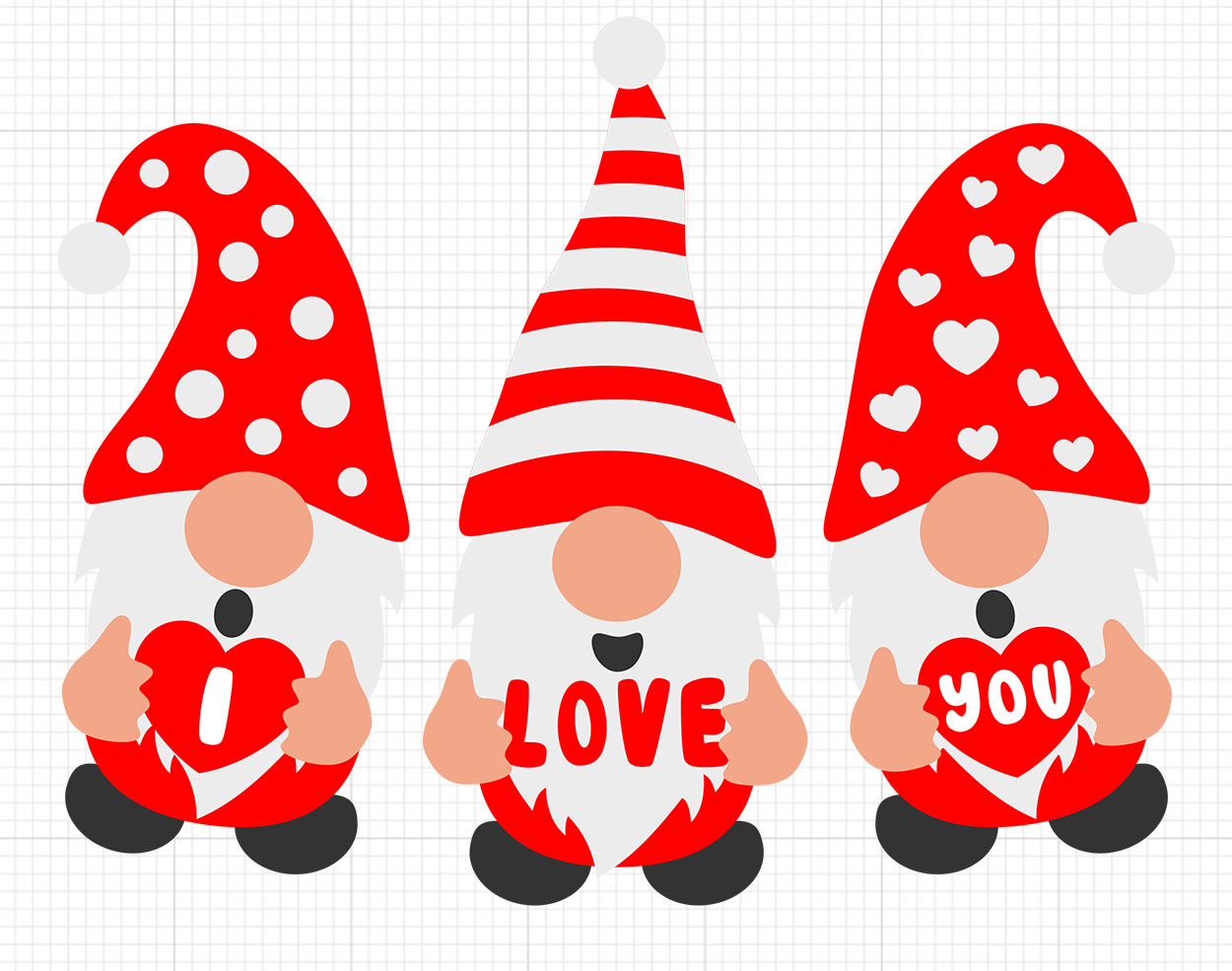 Three Gnomes Valentines Day Svg