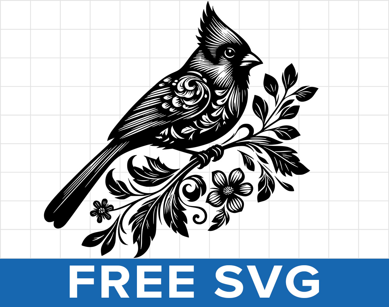 Floral Cardinal Bird Svg