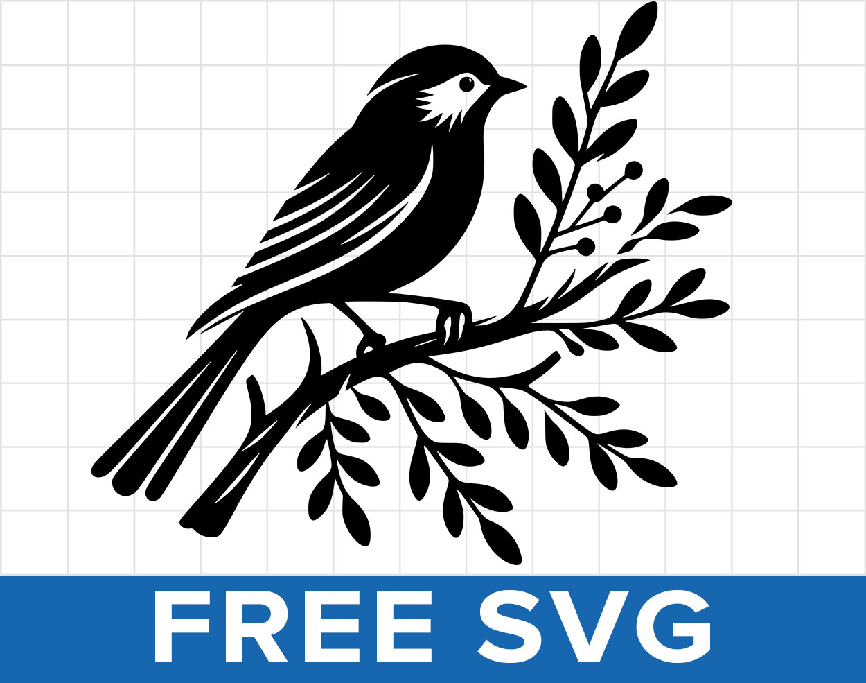 Free Bird On Branch Svg
