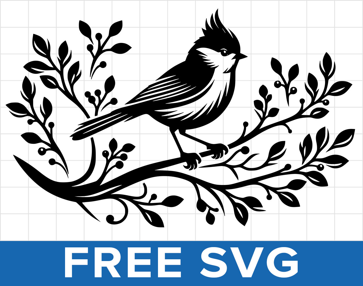 Free Bird On Branch Svg