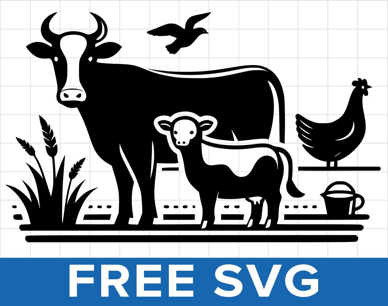Free Cow Hen And Pigeon Set Svg