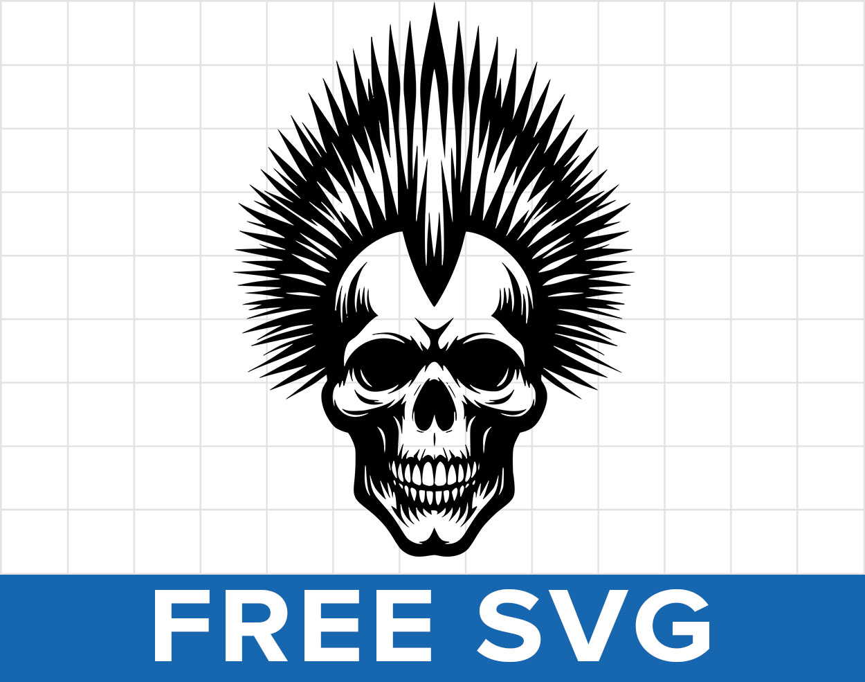 Mohawk Skull Svg - FreeSvgCut.org